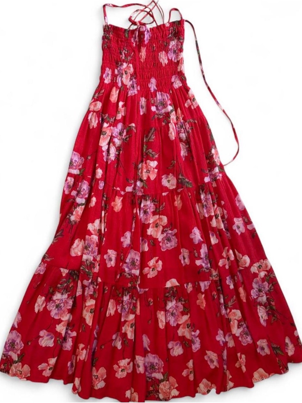 Abercrombie & Fitch Red Floral Smocked Maxi Dress
